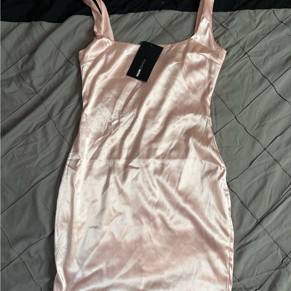 Missguided Pink Satin Dress